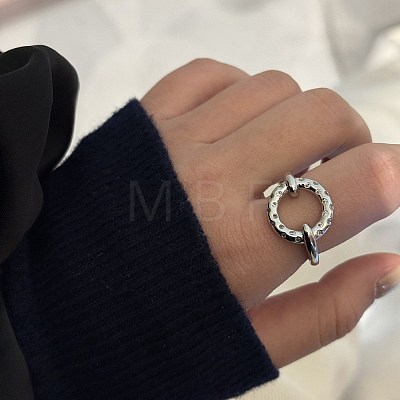 Brass Pave Clear Cubic Zirconia Cuff Open Rings for Women WG3D42E-03-1