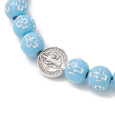 Acrylic & Alloy Beads Braided Bead Bracelets BJEW-JB13095-1