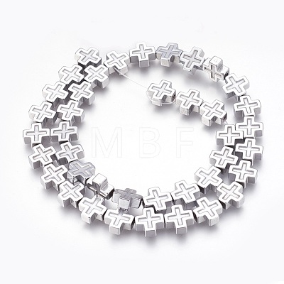 Electroplated Non-magnetic Synthetic Hematite Beads Strands G-P392-F02-1