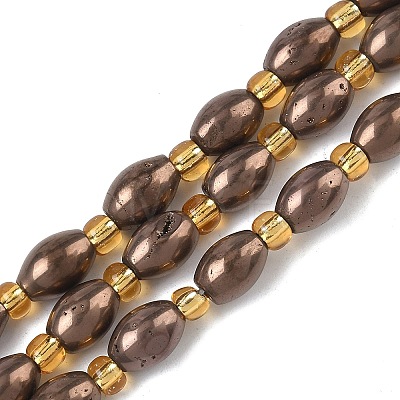 Electroplated Natural Druzy Geode Crystal Beads Strands G-G459-03B-1