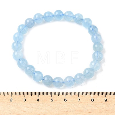 Natural Aquamarine Round Bead Stretch Bracelets for Men Women BJEW-U034-01C-04-1