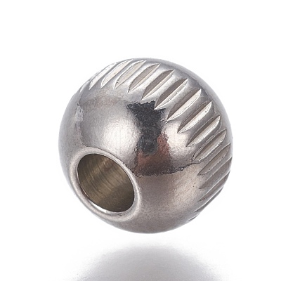 201 Stainless Steel Grooved Beads STAS-P239-24P-1