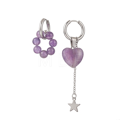 Valentine's Day Heart 304 Stainless Steel Hoop Earrings EJEW-TA00799-03-1