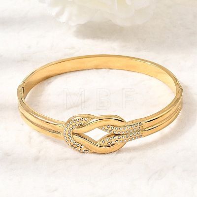 304 Stainless Steel Crystal Rhinestone Knot Hinged Cuff Bangles for Women SA-CBAF851-09G-1
