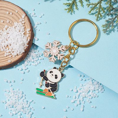 Snowflake & Panda Alloy Enamel Pendant Keychains KEYC-JKC00630-05-1