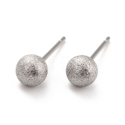 201 Stainless Steel Textured Ball Stud Earrings STAS-Z039-01D-P-1