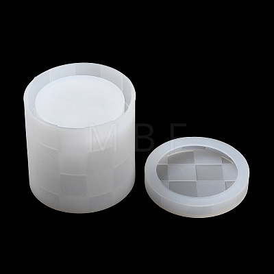 Chessboard Pattern Column Candle Jar Molds DIY-G098-04-1
