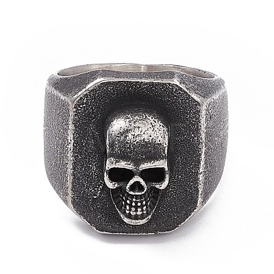 Skull 304 Stainless Steel Finger Ring RJEW-F137-02AS-1