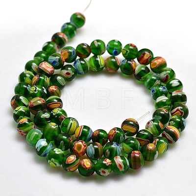 Round Millefiori Glass Beads Strands LK-P001-10-1