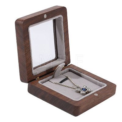 Wood Badge Storage Boxes with Visible Window and Magnetic Lid CON-WH0107-101B-1