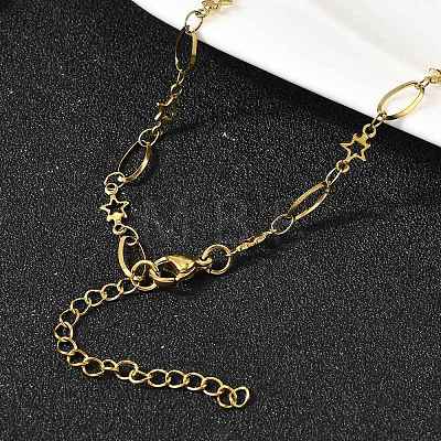 304 Stainless Steel Star Link Chain Necklaces for Women NJEW-A046-02A-G-1