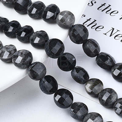 Natural Black Silk Stone/Netstone Beads Strands G-S359-367-1