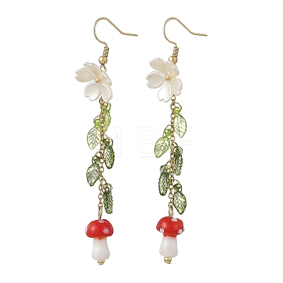 Acrylic & Handmade Lampwork & ABS Plastic Imitation Pearl Dangle Earrings EJEW-JE07512-1