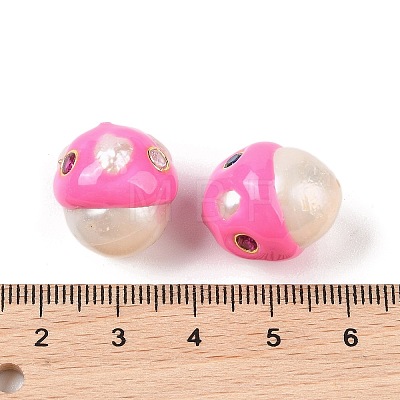 Natural Pearl with Cubic Zirconia Enamel Beads PEAR-G014-02C-1