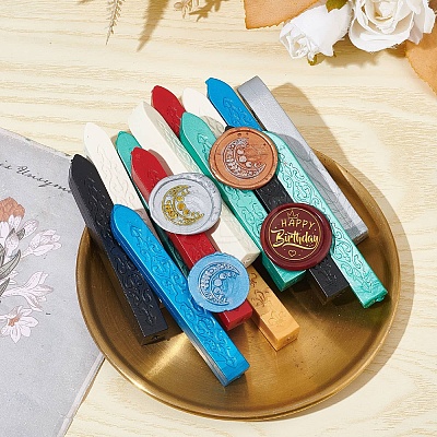 Brass Wax Seal Stamp with Wood Handle AJEW-WH0412-0355-1