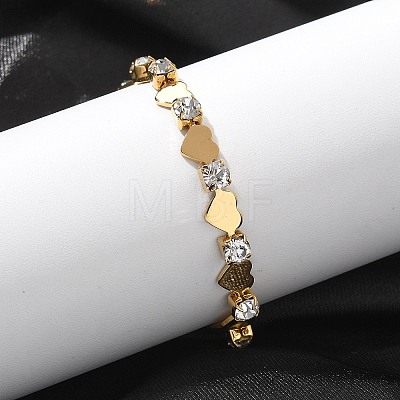 304 Stainless Steel Rhinestone Cup Chain Bracelets for Women BJEW-F488-26F-G-1