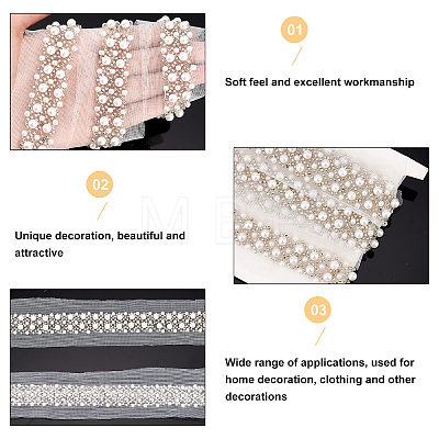 CHGCRAFT Polyester with Plastic Beads Ribbon OCOR-CA0001-16-1