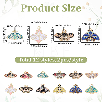 24Pcs 12 Styles Alloy Enamel Pendants ENAM-BM0001-46-1
