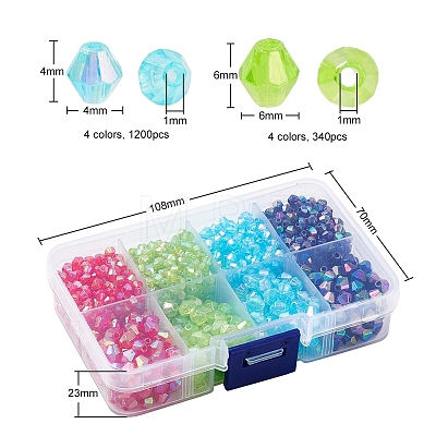 8 Style Bicone AB Color Plated Eco-Friendly Transparent Acrylic Beads TACR-YW0001-37B-1