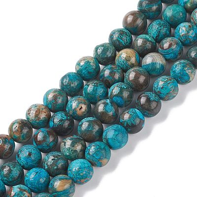 Dyed Natural Ocean Agate/Ocean Jasper Round Beads Strands X-G-E331-31-1