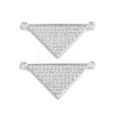 Brass Micro Pave Clear Cubic Zirconia Connector Charms KK-E068-VC480-1