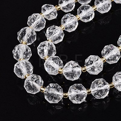 Ombre Effect Dyed Transparent Crackle Glass Beads Strands GLAA-Q111-10MM-08-1