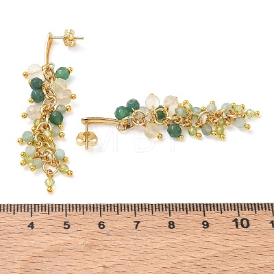 304 Stainless Steel with Natural Mixed Gemstone Stud Earrings EJEW-JE07520-03-1