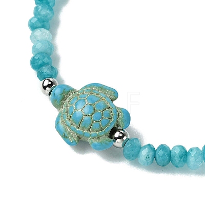 2Pcs 2 Styles Synthetic Turquoise & Dyed Natural Malaysia Jade Rondelle Beads Beads Stretch Bracelets for Women BJEW-JB13599-02-1
