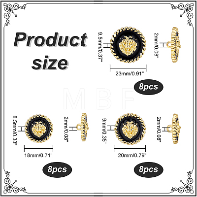  24Pcs 3 Style 1-Hole Zinc Alloy Enamel Shank Buttons BUTT-NB0001-65B-1