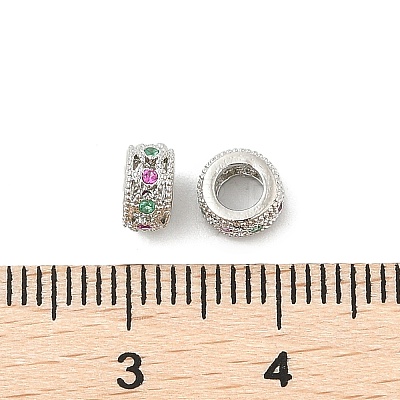 Brass Micro Pave Cubic Zirconia European Beads KK-P297-04A-P-1