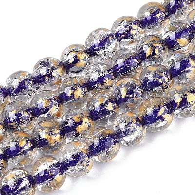 Crackle Transparent Glass Beads Strands GLAA-N030-8mm-01C-1