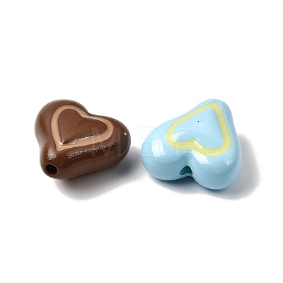 Two Tone Opaque Acrylic Enamel Beads OACR-H060-04-1