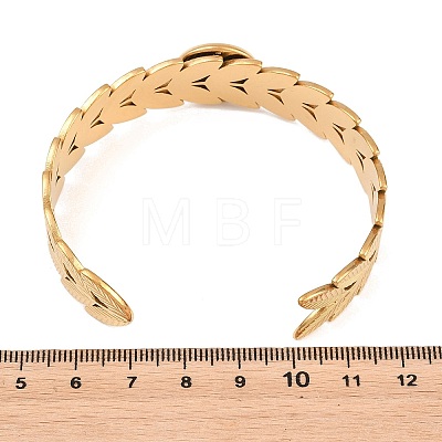 304 Stainless Steel Leaf Cuff Bangle Making STAS-F366-12A-G-1