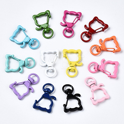 Spray Painted Eco-Friendly Alloy Swivel Snap Hooks Clasps PALLOY-T080-09-NR-1