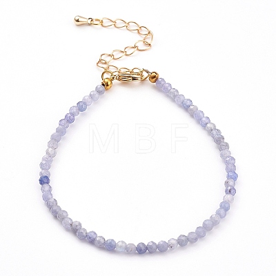 Faceted Natural Tanzanite Beaded Bracelets for Women BJEW-JB05928-01-1