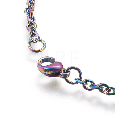 Ion Plating(IP) 304 Stainless Steel Cable Chain Necklaces NJEW-P251-01B-1