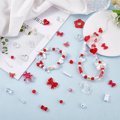 150 Pieces Random Rose Acrylic Beads Bear Pastel Spacer Beads Butterfly Loose Beads for Jewelry Keychain Phone Lanyard Making JX543H-1