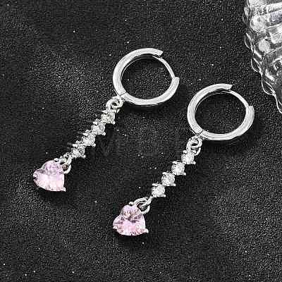 Brass Micro Pave Cubic Zirconia Hoop Dangle Earrings KK-CBA8324-07P-01-1