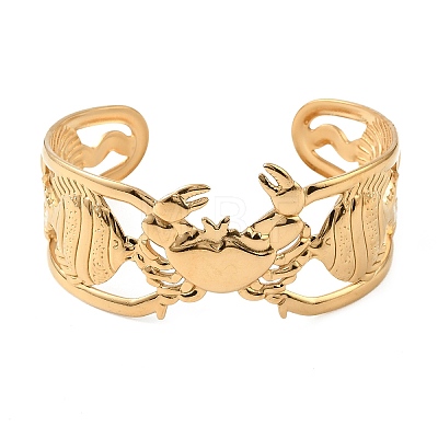 Ocean Theme 304 Stainless Steel Cuff Bangles for Women BJEW-Z171-01G-01-1
