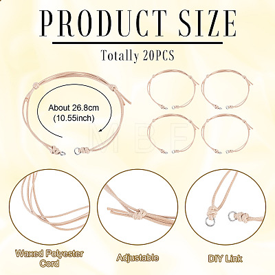 20Pcs Waxed Polyester Cord Bracelet Making AJEW-TAC00086-1