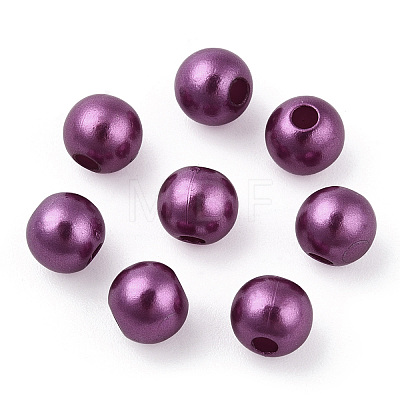 Spray Painted ABS Plastic Imitation Pearl Beads OACR-T015-05A-11-1