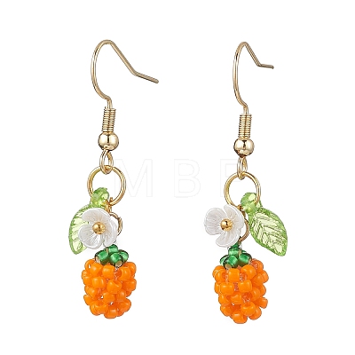 Handmade Glass Seed Beads Apple Dangle Earrings EJEW-MZ00575-04-1