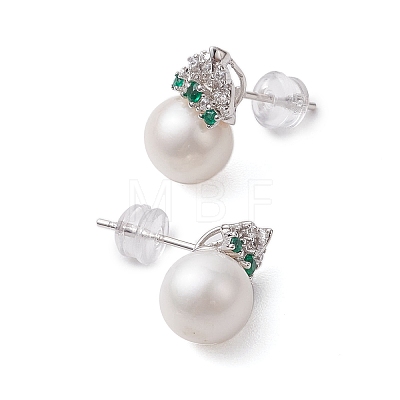 Natural Pearl Ear Studs EJEW-P286-38P-1