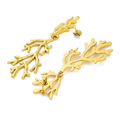 Ion Plating(IP) 304 Stainless Steel Tree Branch Stud Earrings EJEW-D281-32G-1