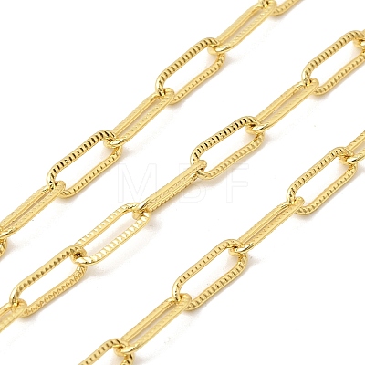 Textured Brass Paperclip Chains KK-Z160-03G-1