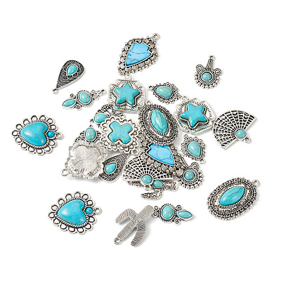 24Pcs 12 Styles Synthetic Turquoise Pendants FIND-TA0001-79-1