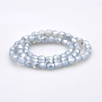 Pearl Luster Plated Imitation Opalite Glass Faceted Drum Beads Strands GLAA-A032-6mm-PL14-1