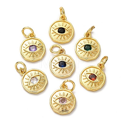 Brass Micro Pave Cubic Zirconia Pendants ZIRC-I368-02G-1