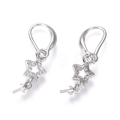Brass Micro Pave Cubic Zirconia Earring Hooks KK-G374-06-1