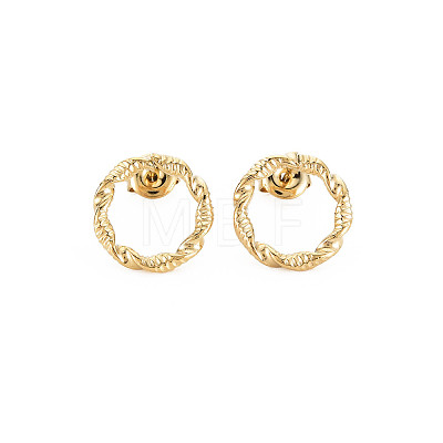 Ion Plating(IP) 304 Stainless Steel Hollow Ring Stud Earrings for Woman X-EJEW-N097-003LG-1